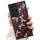 ZIYE Magnetic Case for Samsung Galaxy S23 Ultra 6.8 Inch [Compatible with MagSafe] Hard PC and Soft TPU Case with Cherry Pink Bows Anti-Scratch Shockproof Protection Phone Cover for Women