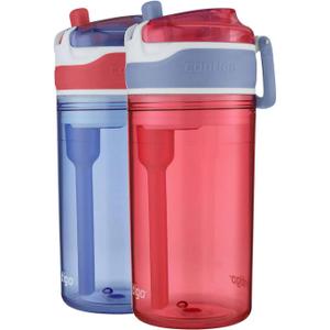 Contigo Snack Hero 2-in-1 Bottle Set - 4oz Snack Compartment & 13oz Spill-Proof Water Bottle - Red & Blue