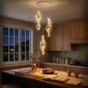 3 Lights Modern Pendant Lighting LED Dimmable Chandelier for Kitchen Island Dining Room Living Room Acrylic Gold