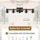 5-Light Bathroom Light Fixture, Farmhouse Vanity Lights for Bathroom with Glass Shade, Rustic Bathroom Light Fixtures, E26 Base F10BD05W1