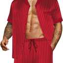 Ekouaer Men Satin Silk Pajamas Set with Pockets Sleepwear Shorts Satin Summer Loungewear 2 Piece Button Down Set S-3XL