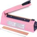 Impulse Bag Sealer 8 inch, Impulse Heat Sealer, Manual Impulse Bag Sealer Poly Bag Sealing Machine Heat Seal Closer for Plastic Bags PE PP Bags (pink)