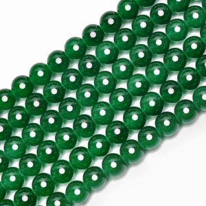 80PCs 10mm Deep Green Jade Glass Beads Bulk, Round Smooth Hole Glass Crystal Beads for Jewelry Making, DIY Bracelets, Necklaces, Bag Charms, Keychains and Craft Projects