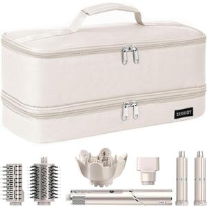 Double Layer Storage Case For Shark Flexstyle, Travel Carrying Case For Shark 430/440 Flexstyle, Organizer Bag For Shark Flexstyle/Dyson Airwrap Styler Attachments (Beige)