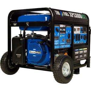 DuroMax XP13000HXT 13,000-Watt 500cc Tri Fuel Gas Propane Natural Gas Portable Generator with CO Alert, Black/Blue