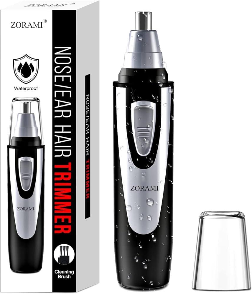 Ear and Nose Hair Trimmer Clipper - 2025 Professional Painless Eyebrow & Facial Hair Trimmer for Men Women, Battery-Operated Trimmer with IPX7 Waterproof, Dual Edge Blades for Easy Cleansing Black
