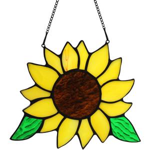 Sunflowers Gifts Stained Glass Window Hanging,Handmade Sunflower Kitchen Decor Suncatcher for Window, Sunflowers Gifts for Women,Birthday Giftss for Mom,Grandma 56 INCH