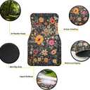 Premium Linen Boho Car Floor Mats Full Set, Vintage Floral Design | Waterproof & non-slip all-weather mats, universal fit for SUV Sedan, luxury car interior accessories for men and women