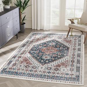 zesthome 9x12 Area Rugs,Stain Resistant Washable Rug,Ultra-Thin Rugs for Living Room,Bedroom,Non-Slip Backing Home Decor Large Area Rug (Blue,9'x12')