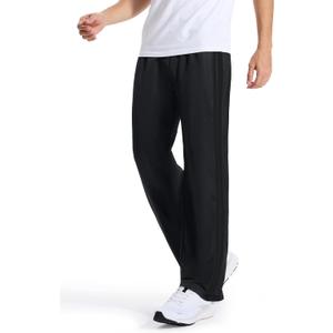 Tallemon Men's 34" Long Inseam Track Pants Warm-up Sweatpants Open Hem Tracksuit Bottoms for Lounge Travel, Black/ Black, S
