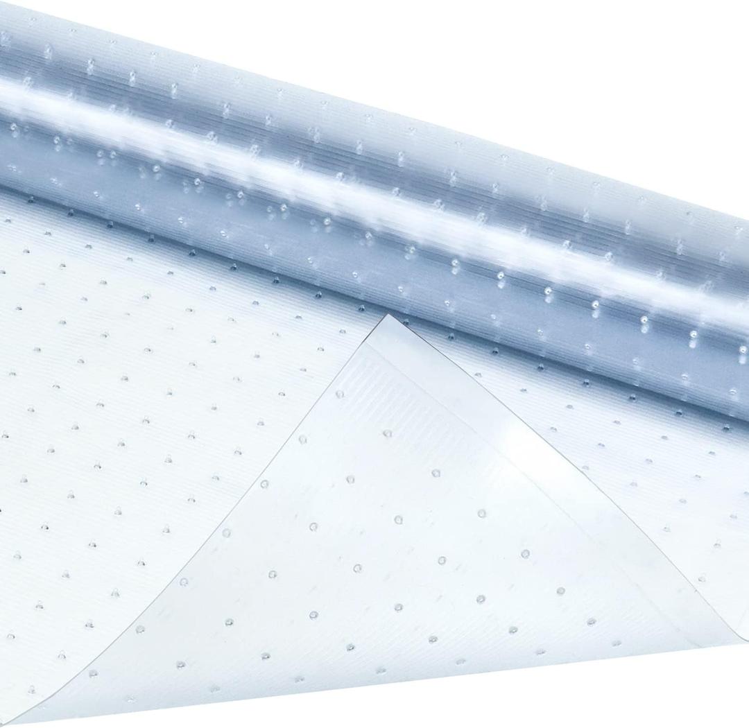 Qwork Floor Protector for Deep Pile Carpet, 27" x 12' Heavy-Duty Plastic Carpet Protector, Runner Guard Protector, No-Slip, Waterproof, Clear, for Home Office Hallway Runner (1 Pack)