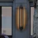 31.5 inch Long Modern Outdoor LED Wall Lights, Black Led Porch Light Wall Mount, 11W Large Exterior Lighting Fixture, 3000K Waterproof Outside Wall Sconce for House, Patio, Yard (31.5")