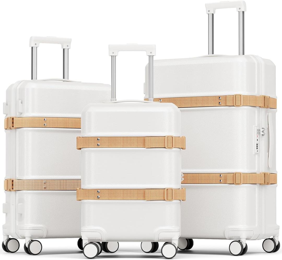 Joyway 3-Piece Hardside Luggage Set, 20 24 28 Inch, White
2 exterior straps, 20 inch expandable carry-on, PC+ABS hardshell, YKK zippers, TSA lock, 360 spinner wheels for travel