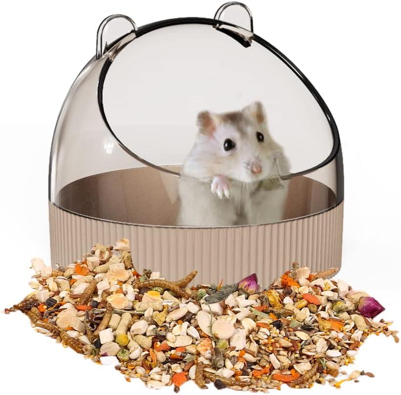 Cute Hamster Food Bowl Hedgehog Dish for Dwarf Hamsters, Syrian Hamsters, Gerbils, Mice, Rats, Small Animals, Brown