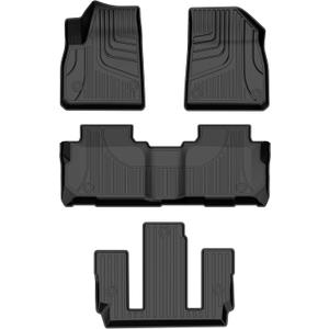 AOMSAZTO Floor Mats Compatible with Cadillac XT6 (Only 6 Seat) 2020-2025 2026: Custom Fit All Weather Car Mats - 1st & 2nd & 3rd Row Floor Liners