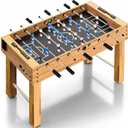 SereneLife 48in Competition Sized Foosball Table - Height Adjustable Arcade Soccer Set for Home, Game Room, Man Cave - Includes 2 Balls & 2 Fold-Out Cup Holders, Natural