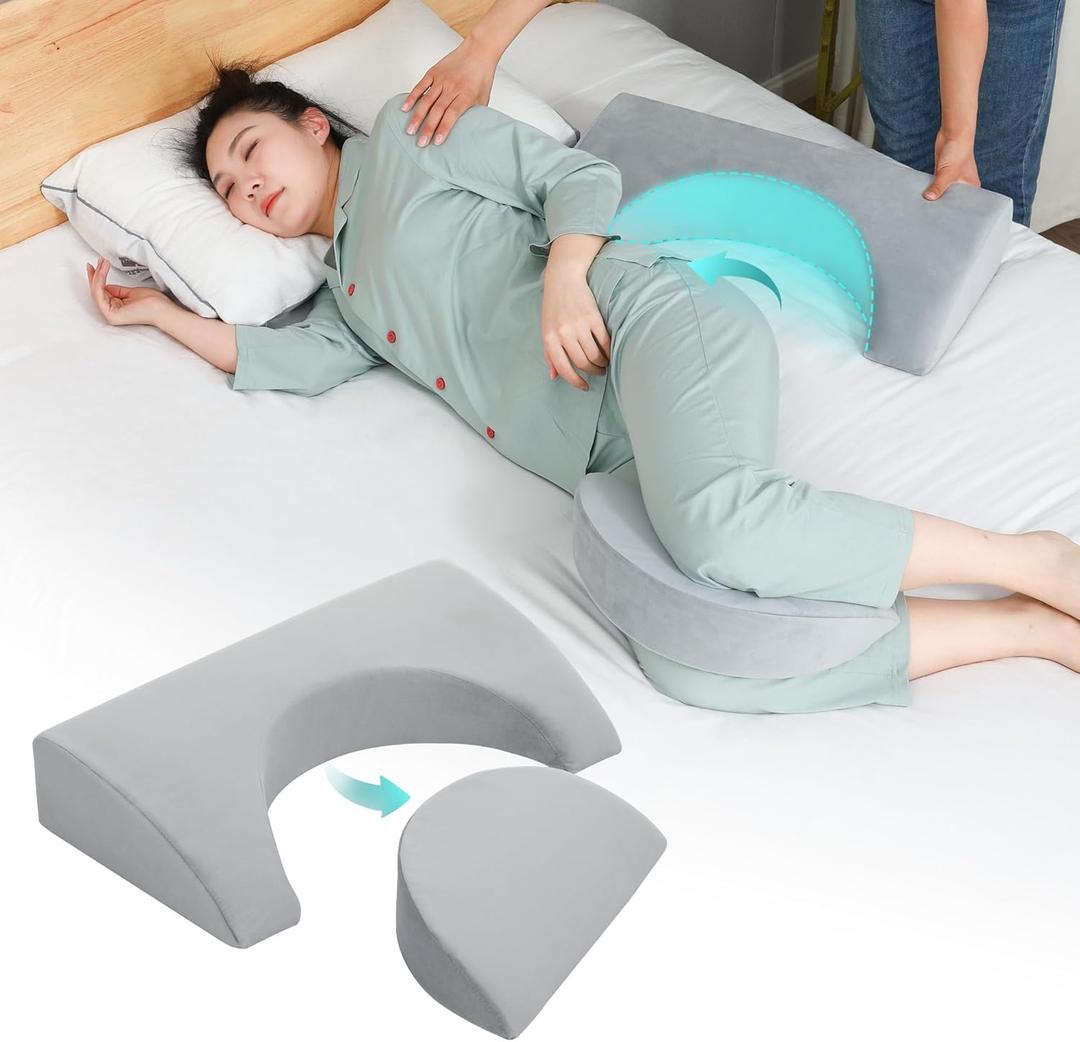 Wedge Pillow for Side Sleeping, Bed Wedge Pillows for Back Pain Relief & Post Surgery, Bedsore Pressure Relief Pillow, Wedges & Body Positioners Pillow for Seniors, Pregnancy, Adult(2IN1)