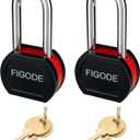 FIGODE Large Sturdy Steel Locks with 4 Same Keys, Heavy Duty Padlock, 2-3/4" Wide, 2.7" Long Shackle Locks for Door, Gate, Storage, Fence, Shed, Latch. 2 Pack Keyed Alike