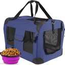 Cat Carrier Pet Crate Dog Carrier 24"" L x 17"" W x 17"" H Portable Collapsible with Soft Warm Blanket and Carrying Case for Cats & Small/Medium Dogs for Traveling/Indoor and Outdoor, Blue