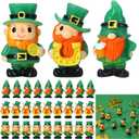 30Pcs St.Patrick's Day Mini Leprechaun Figurines Mini Resin Gnomes 3 Styles Tiny Leprechaun Figures Miniature Shamrock Dwarf Irish Gnomes for Party Favor Gifts Home Garden Table Decor