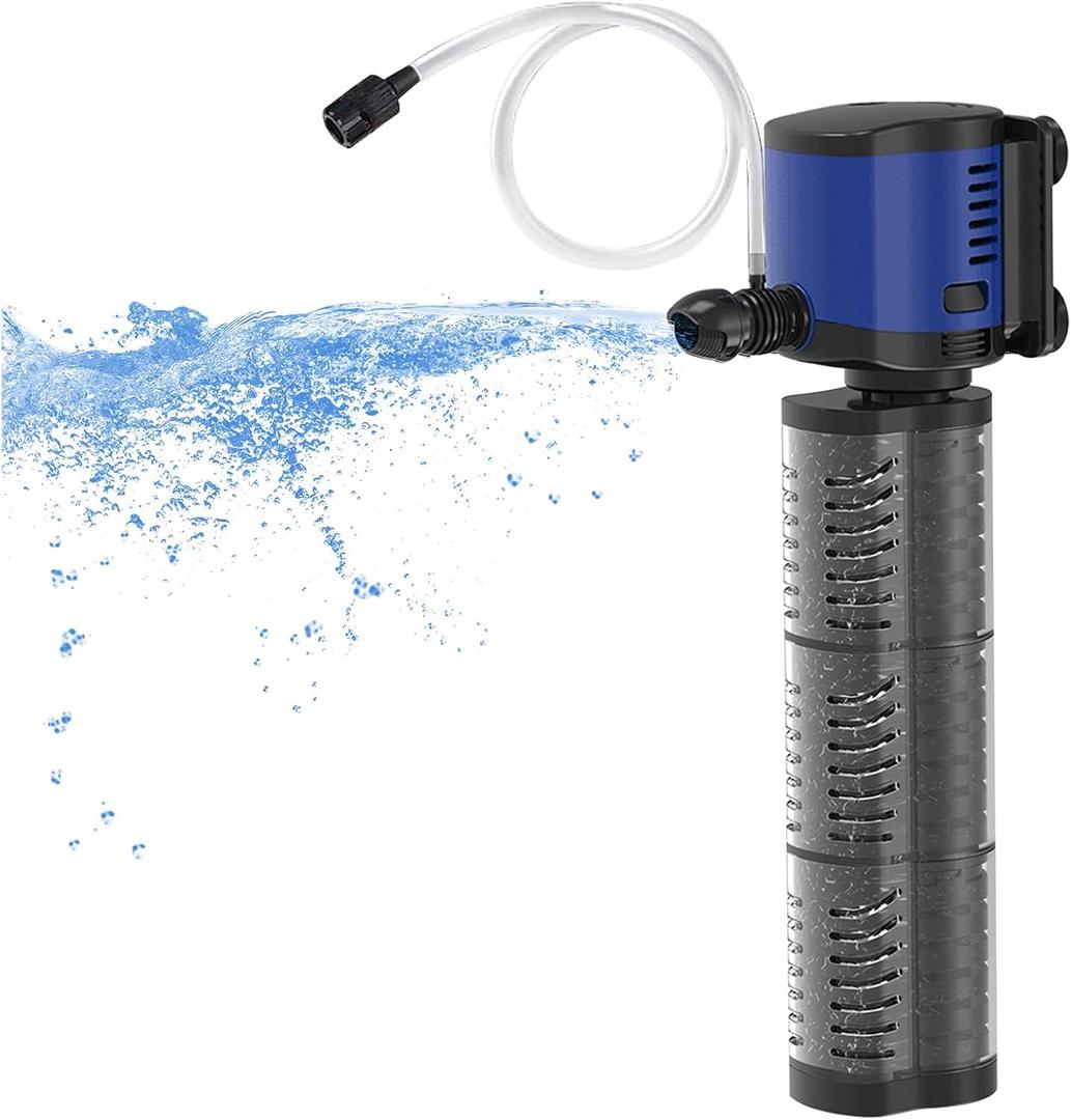 Tararium Aquarium Filter Powerful 260GPH for 35-75 Gallon Fish Tank Small Pond Fountain, Wave-Maker Submersible Water Pump Turtle Tank Filter for Saltwater & Freshwater System