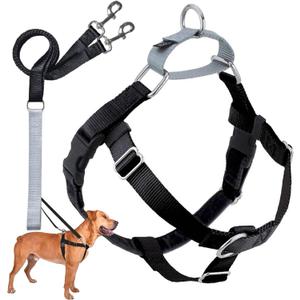 2 Hounds Design Freedom No Pull Dog Harness, Adjustable Harness and Leash Set, Easy Walking & Comfortable Control, Fits Small, Medium & Large Dogs, Solid Colors, Made in USA, 5/8" SM, Black