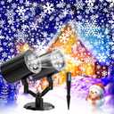 Christmas Projector Lights Outdoor, Snowflake Projector Lights Double Head Waterproof, LED Snowfall for Indoor Outdoor Rotating Christmas Decoration for Wedding Yard Holiday Used