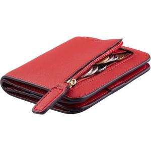 Toughergun Wallet Women Rfid Blocking Small Compact Bifold Luxury Leather Pocket Wallet Ladies Mini Purse with ID Window (10 ReNapa Red Classic)