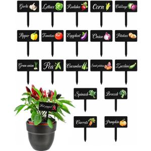 20Pcs Garden Signs for Vegetables, 20 Styles Waterproof Reusable Plant Label Signs, Fruit Plant Stakes Tags with Names for Indoor Outdoor Garden Decoration