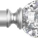 TVWOO Silver Decorative Crystal Curtain Rods:18-60 Inch Heavy Duty Adjustable Window Curtains Rods for Bedroom Living Room,Nickel Modern Girly Acrylic Drapery Rods Set with Sheer Bling Foil Finials