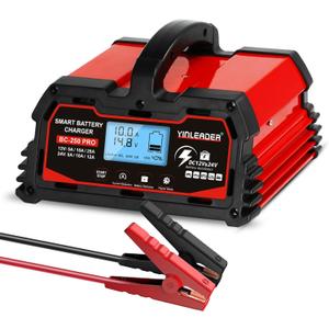 Battery Charger 25A, 12V/24V Lead Acid Smart Battery Charger, 12V LiFePO4 Car Battery Trickle Charger, Automatic Battery Maintainer for Car Motorcycle Lawn Mower Marine Boat Lead Acid Batteries