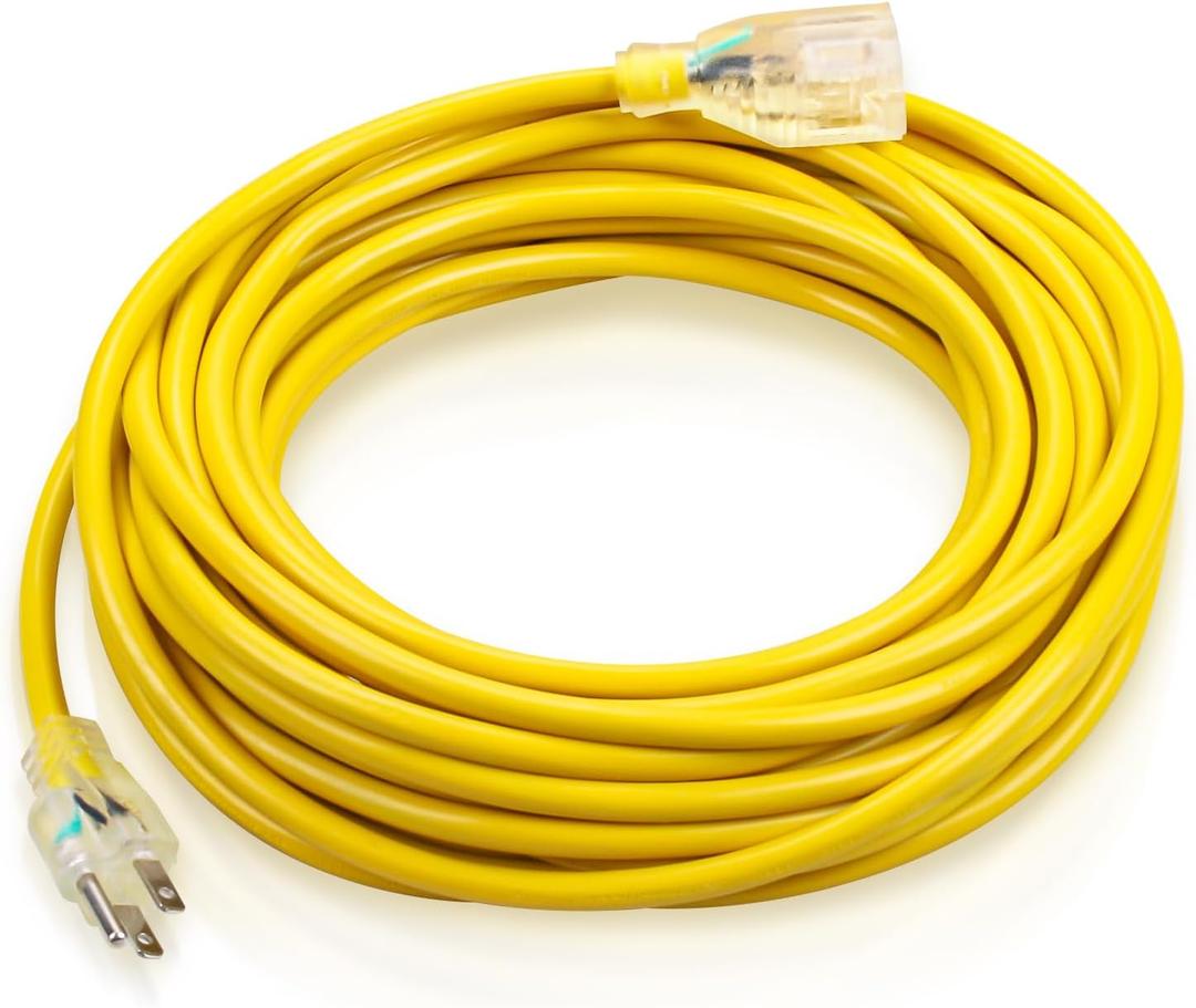 101678 Extension Cord Replacement for ProTeam Backpack Vacuum,50 ft 16 Gauge Yellow Power Cord Outdoor Use Fits 13A 125V 1625W Vacuum Parts