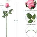 12Pcs Realistic Fake Dark Pink Roses Faux Flowers with Long Stems, Artificial Silk Rose Flowers for Valentines Day Home Wedding Decor Bridal Bouquet