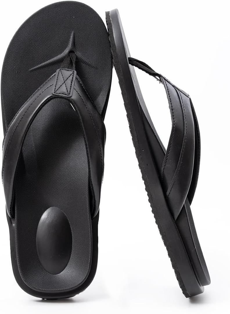 QIGEGE Flip Flop For Men with Arch Support Ultra Soft Cushion Footbed Slip On Lightweight Comfortable Thick Yoga Mat Thong Sandals Beach Thong Slides