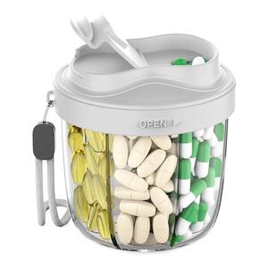 Pill Organizer with 7 Compartments, Pill Box Case for Holding 7 Different Vitamins, Anti-Mix Design for Easy Medication Retrieval. Travel Pill Organizer with 20 Labels. Pill Container (Cool Gray)