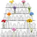 Glass Bud Vases in Bulk Set of 40, Transparent Clear Variable Small Mini Glass Vases for Centerpieces, Crystal Vintage Vase for Flowers,Wedding, Table Decor, Baby Shower, Christmas, Home and Events