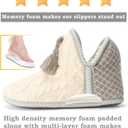 Women's Cozy Knit Slipper Boots Memory Foam Non-slip Indoor Outdoor Warm House Booties (7-8, Nordic Ivory)
