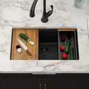 30 Black Undermount Granite Composite Kitchen Sink with Luxury Accessories, 30"x19"x10"