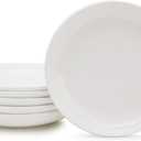 Kitchenexus White Pasta Bowls 30oz, Set of 6 Large Salad Serving Bowls, Ceramic Soup Bowls, Shallow Soup Bowls, Porcelain Salad Pasta Dishes, Microwave and Dishwasher Safe