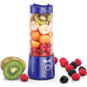 Mulli Portable Blender 14oz-USB Rechargeable Smoothie Maker with 6 Stainless Steel Blades, Personal Mini Blender for Shakes, Baby Food, Travel, Gym & Kitchen, BPA-Free