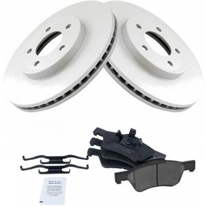 TRQ Front Brake Pad & Rotor Kit Brake Pads Brake Rotor Ceramic Premium G-Coated Compatible with 2005-2012 Ford Escape 2005-2011 Mazda Tribute 2005-2010 Mercury Mariner (BKA11295, Premium Ceramic)