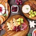 Nuenen 10 Pcs Round Wood Cutting Board with Handle Acacia Wooden Serving Kitchen Chopping Boards for Pizza, Bread, Cheese, Charcuterie, Fruit, Vegetables(Acacia)