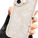 Compatible with iPhone 17 Case, White Floral Flower Aesthetic Design for Girls Women Full Camera Lens Soft Silicone Shockproof Protective Cover