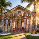 Affrolling 8 Pcs Tiki Party Decorations Hawaiian Luau Party Decoration Tiki Totem Hanging Decorations with Tassels for Aloha Hawaii Luau Tropical Survivor Themed Supplies 3.3 ft Outdoor Summer Decor