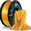 PLA Filament, Silk PLA, 3D Printer Filament, PLA Filament 1.75mm Dimensional Accuracy +/- 0.02mm, 1KG Spool (2.2 lbs), Fit Most FDM Printer (Silk Gold)