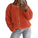 PRETTYGARDEN Women's 2025 Fall Fashion Clothes Trendy Fleece Sherpa Cropped Jackets Buttons Warm Casual Winter Faux Fur Coats (Red,XX-Large)