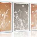 3Pcs Vintage Boho Wildflower Canvas Wall Art Neutral Rustic Floral Bird Painting Picture Wall Decor Farmhouse MinimalistPoster Print Artwork for Living Room Bedroom Study kitchen Home Decoration