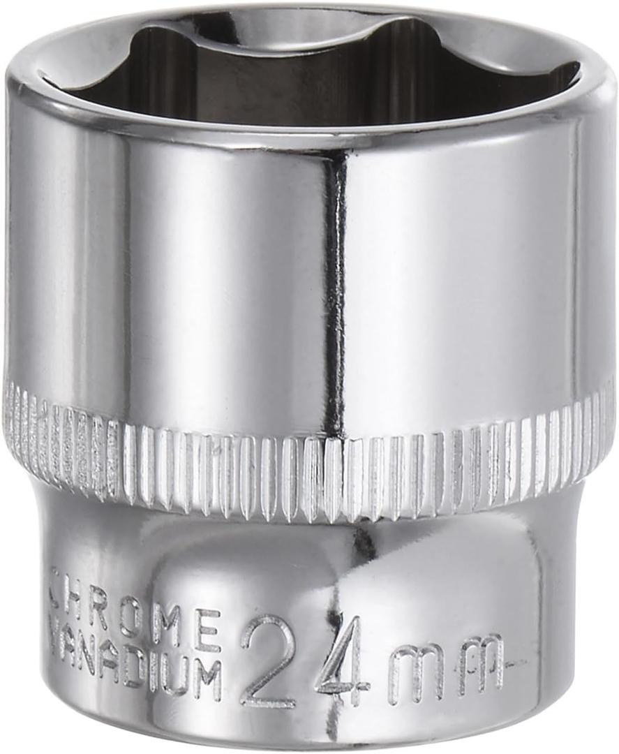2 x HARFINGTON 6-Point Socket 3/8" Drive 24mm Deep 32mm/1.26" Length 45# Steel Metric Square Drive Sockets Polishing Chromed Sockets for Car Repair Mechanical Maintenance Home Use