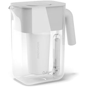 Culligan with ZeroWater Technology 12-Cup Water Filter Pitcher – Includes 5-Stage Advanced Water Filter, IAPMO Certified to Reduce Lead, Total PFAS (Forever Chemicals), Mercury, Fluoride, and Chlorine