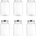 noveinks 32 oz Plastic Food Storage Jars with Metal Lids – 6 Pack BPA-Free Clear Airtight Containers for Pantry, Spices, Snacks, Kitchen & Bathroom Organization – Leak-Proof Reusable Jars (Silver)